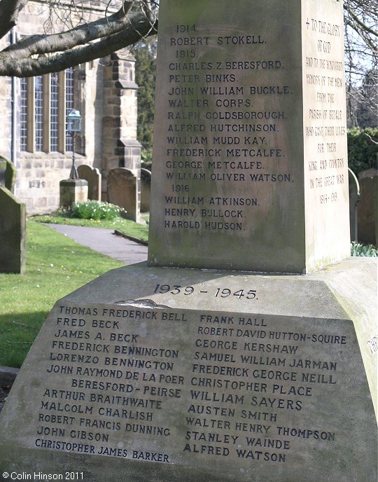 The the War Memorial for WWI and WWII in St Gregory's churchyard, Bedale