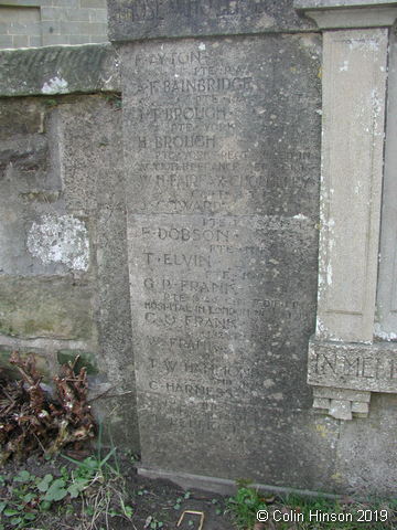 The War Memorial plaque on the wall near the Church at Brandsby.