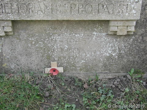 The War Memorial plaque on the wall near the Church at Brandsby.