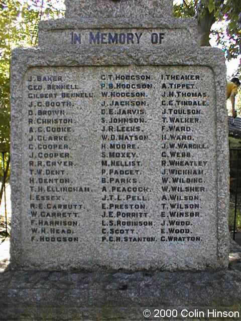 The 1914-1918 War Memorial at Brotton.