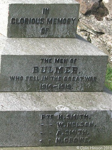 The 1914-1918 War Memorial in Bulmer Village.