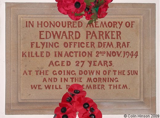 The World War I Memorial Plaque in St. Oswald's Church, Castle Bolton.