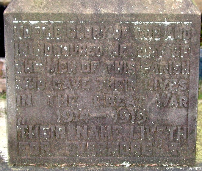 The 1914-18 War Memorial in St. Mary's Churchyard, Farndale