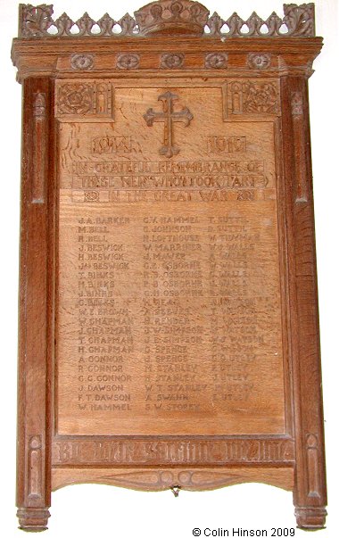 The Roll of Honour in Holy Trinity Church, Coverham.