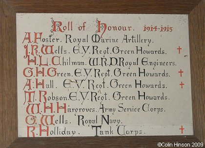 The World War I Roll of Honour in St. John's Church, Dalton.