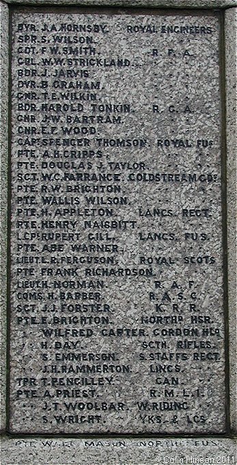 The 1914-1918 and 1939-45 War Memorial at Eston.