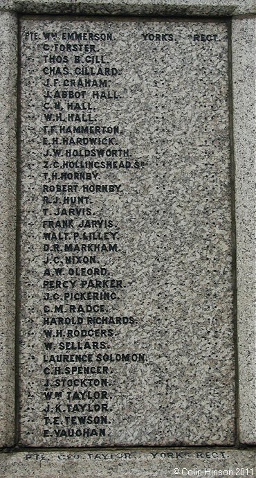 The 1914-1918 and 1939-45 War Memorial at Eston.