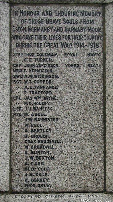 The 1914-1918 and 1939-45 War Memorial at Eston.