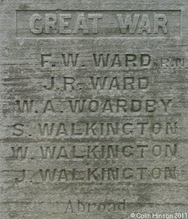 The 1914-1918 War Memorial on the green near the church at Gillamoor.