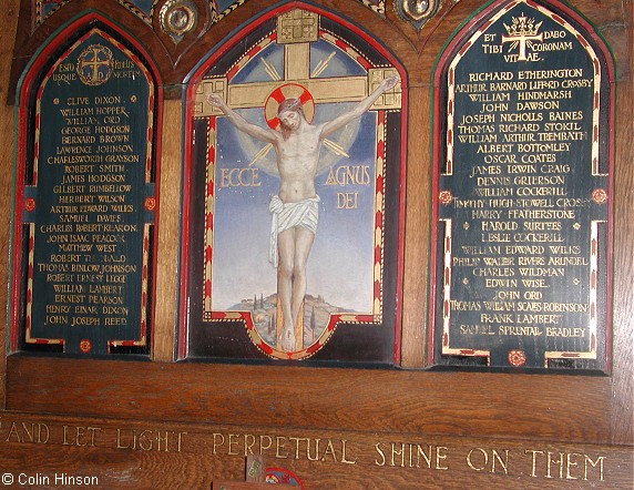 Photograph of the War Memorial plaque in All Saint's Church, Great Ayton.