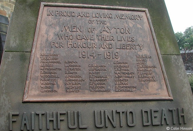 The the War Memorial in the churchyard at Great Ayton.