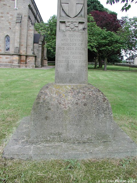 The War Memorial in Great Crakehall churchyard.