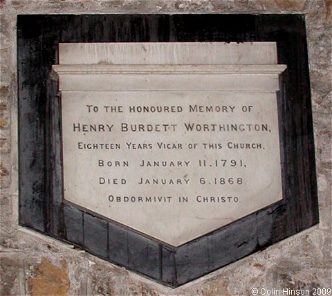 The Monument to the Rev. Worthington in St. Andrew's Church, Grinton.