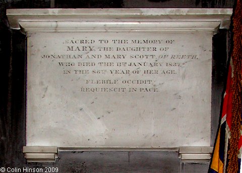 The Monument to Mary Scott in St. Andrew's Church, Grinton.