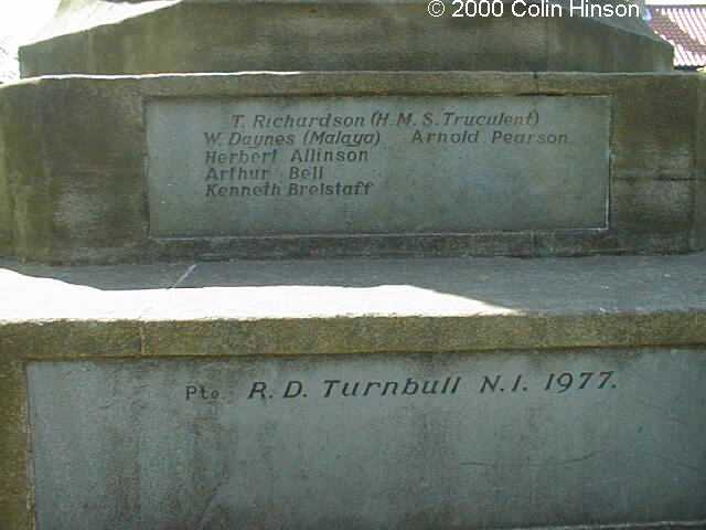 The 1914-18 and 1939-45 War Memorial at Guisborough next to the Church.