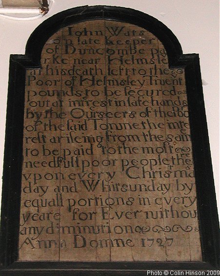 The John Wats bequest in All Saints Church, Helmsley.