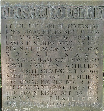 The 1914-1918 and 1939-45 War Memorial in the churchyard at Helmsley.