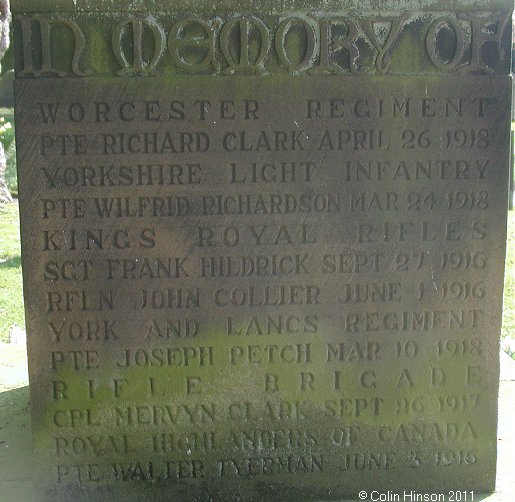 The 1914-1918 and 1939-45 War Memorial in the churchyard at Helmsley.