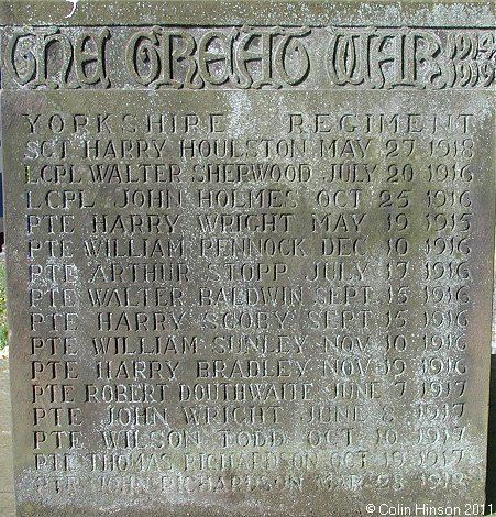 The 1914-1918 and 1939-45 War Memorial in the churchyard at Helmsley.