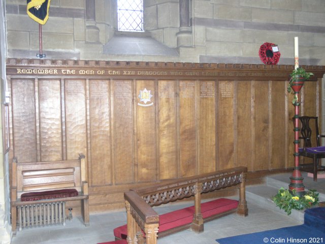 The 1939-1945 12th Dragoons Memorial plaque in All Saints Church, Helmsley.