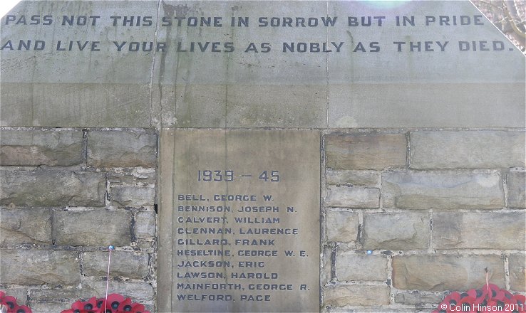 The World War I and II War Memorial at Hinderwell.