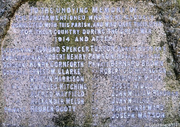 The World War I War Memorial in St Cuthbert's churchyard, Kildale.