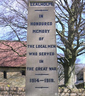 The World Wars I and II memorial at Lealholme.