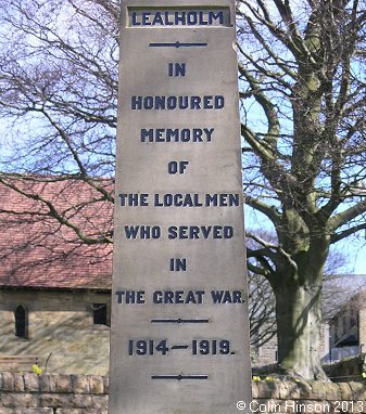 The World Wars I and II War Memorial at Lealholme.