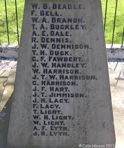 The World Wars I and II memorial at Lealholme.