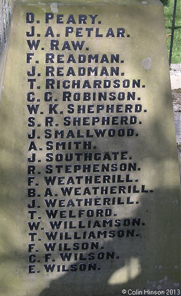 The World Wars I and II memorial at Lealholme.