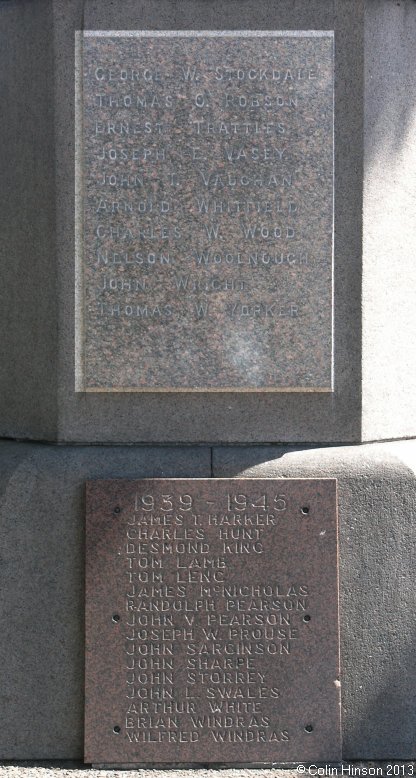 The World Wars I and II War memorial at St. Marks church, Marske by the Sea.