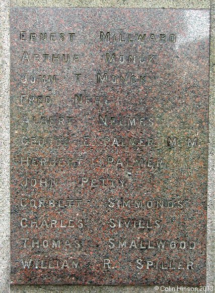 The World Wars I and II War memorial at St. Marks church, Marske by the Sea.