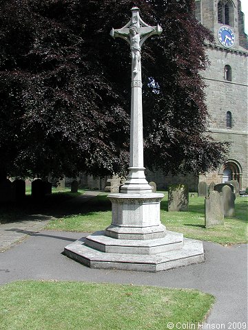 The World Wars I and II memorial in the Churchyard at Masham.