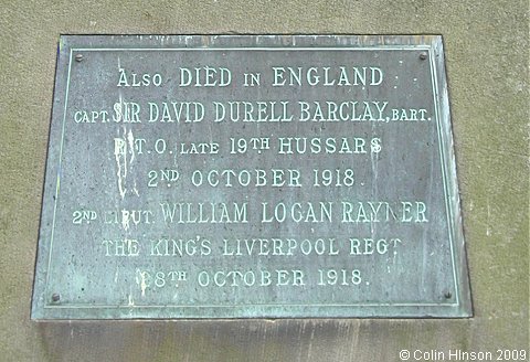 The World War I War Memorial in the Churchyard at Middleham.