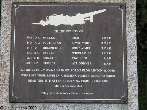 The Memorial Plaque, Back Lane, Newton upon Ouse.