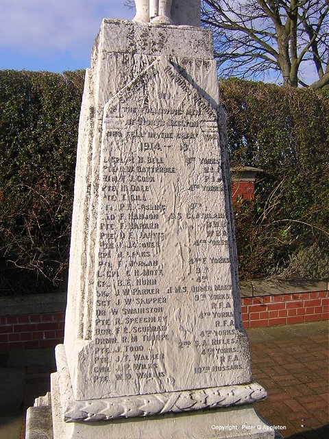 The World War I memorial at North Skelton