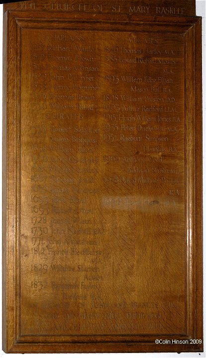 The List of Incumbents in St. Mary's Church, Raskelf.