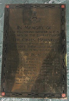 The 1938 Waziristan Memorial plaque in St. Mary's Church, Richmond.