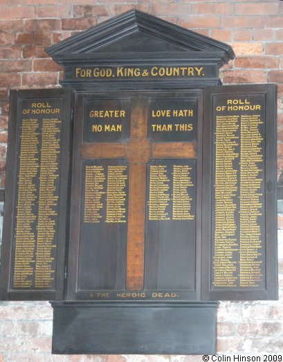 The World War I Roll of Honour in Emanuel Church, Saltburn by the sea.