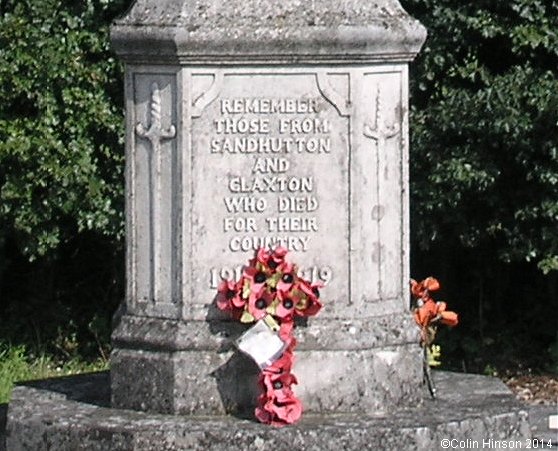 The War Memorial on the outskirts of Sand Hutton.