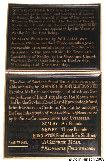 The list of Benefactions in St. Laurence's Church, Scalby.