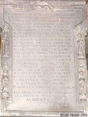 The Another World War I Memorial Plaque in St. Mary's Church, Scarborough.