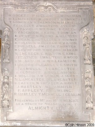 The Another World War I Memorial plaque in St. Mary's Church, Scarborough.