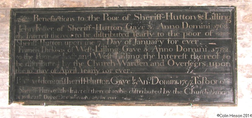 The list of Benefactions in St. Helen's Church, Sheriff Hutton.