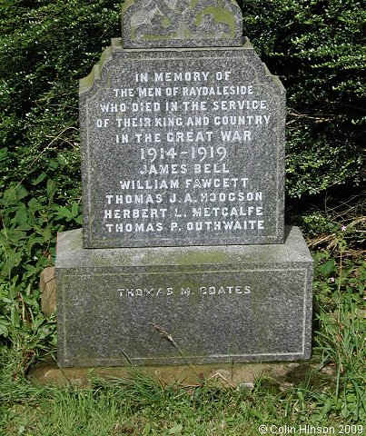 The World Wars I and II memorial in the Churchyard at Stalling Busk.