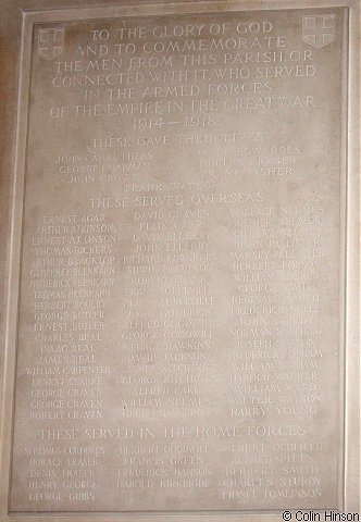 The Roll of Honour in All Saints Church, Terrington.