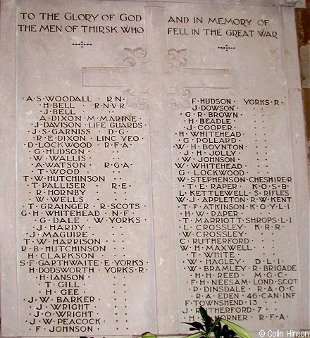 The War Memorial Plaques in St. Mary's Church, Thirsk.