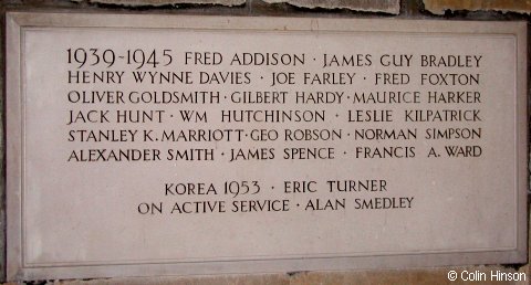 The War Memorial plaques in St. Mary's Church, Thirsk.