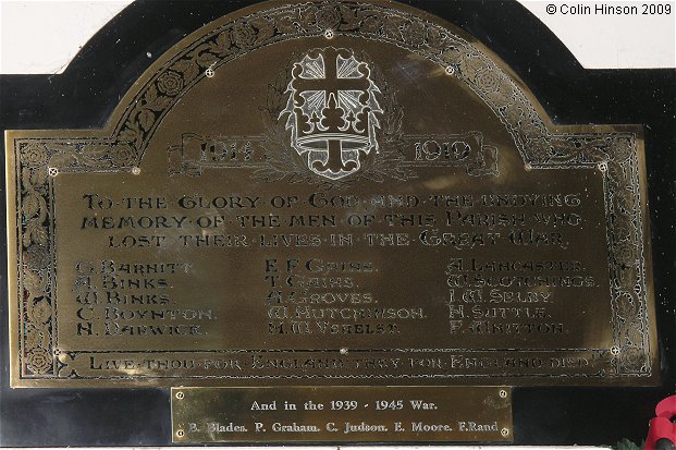 The World War I and II Memorial plaques in St. Mary's Church, Wath.