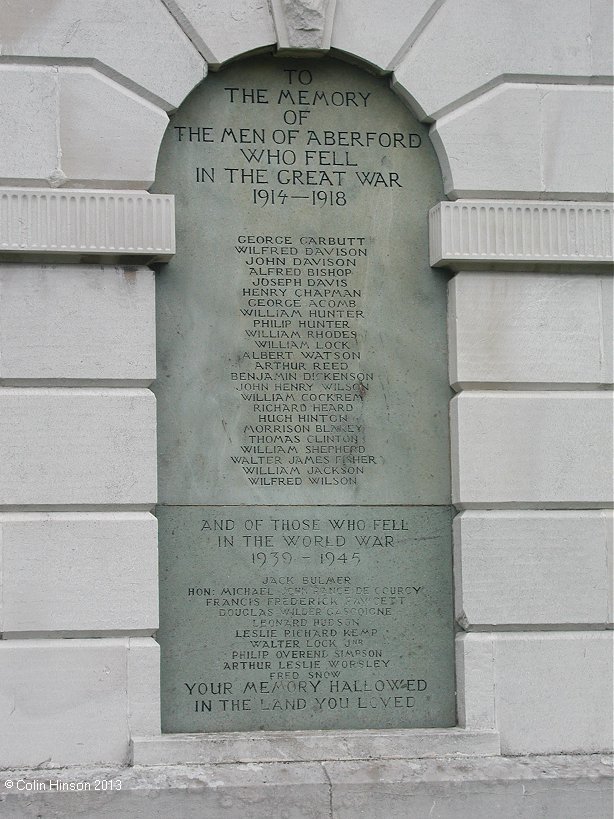 The World War I and World War II War Memorial at Aberford.